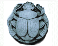 A stone carving of a beetle