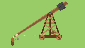 A trebuchet, a type of catapult.  Click to visit a site about catapults.